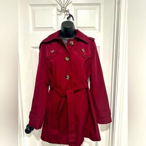 London Fog Red Trench Coat with Belt